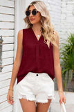 Texture V-Neck Sleeveless Top - Trendsi - Flyclothing LLC
