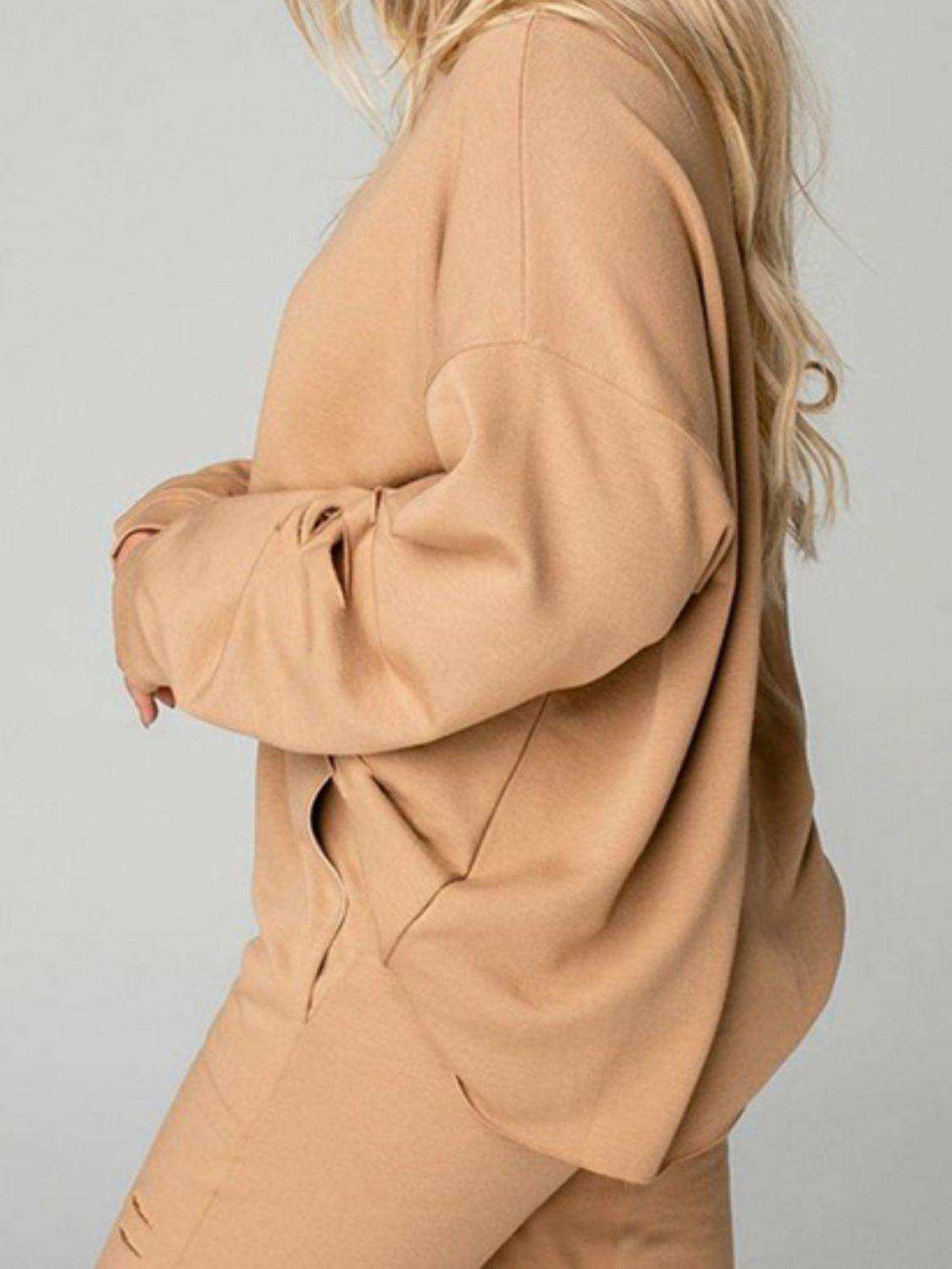 Distressed Sweatshirt and Joggers Set - Trendsi - Flyclothing LLC