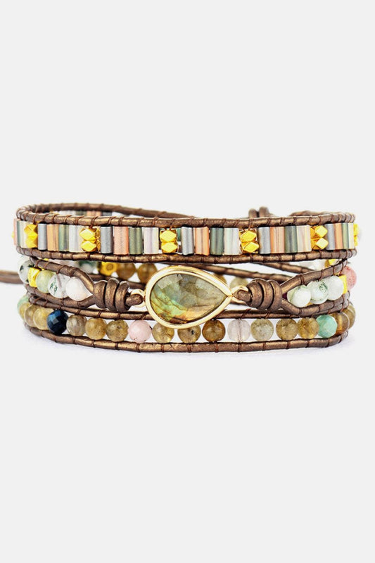 Handmade Triple Layer Beaded Bracelet - Trendsi
