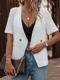 Two-Button Short Sleeve Pocket Blazer - Flyclothing LLC
