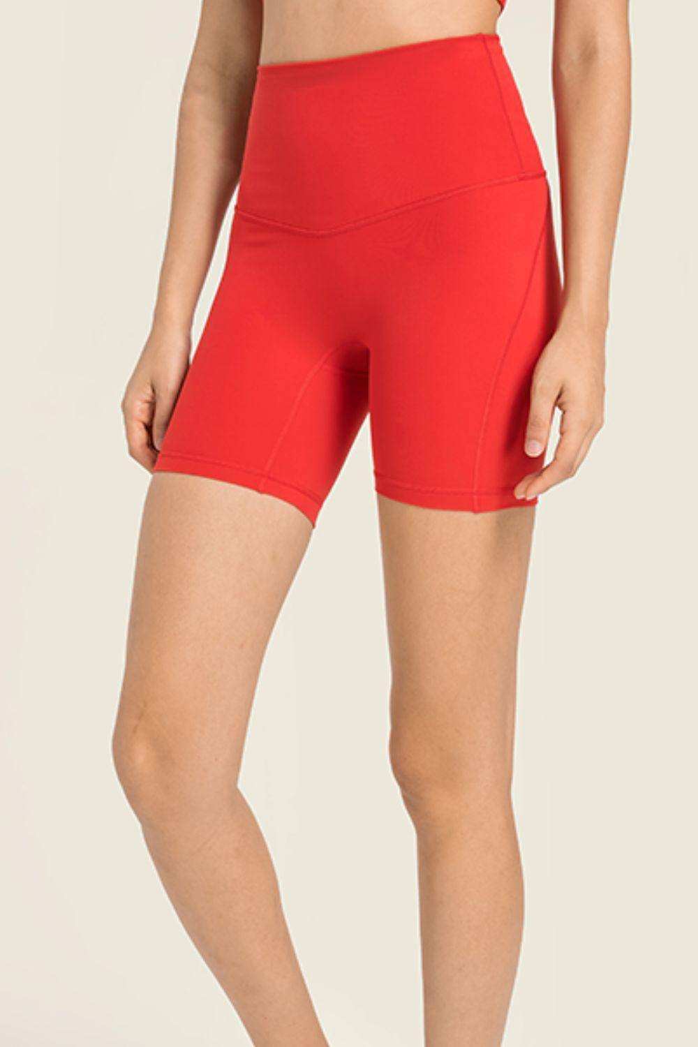 Seamless High-Rise Wide Waistband Biker Shorts - Trendsi - Flyclothing LLC