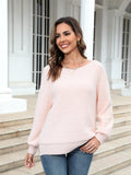 Round Neck Ribbed Trim Sweater - Trendsi