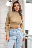 Round Neck Long Sleeve Cropped Sweater - Trendsi - Flyclothing LLC