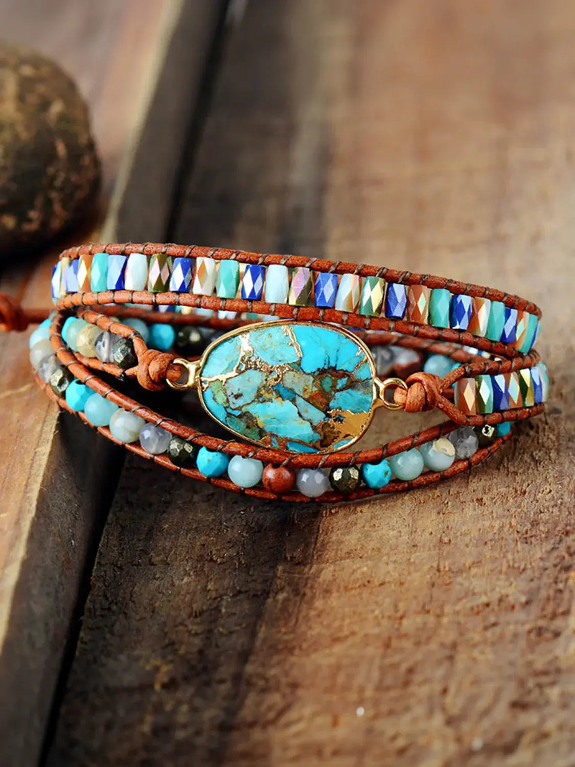Triple-Layer Natural Stone Bracelet - Trendsi - Flyclothing LLC