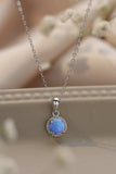 Opal Round Pendant Chain Necklace - Trendsi - Flyclothing LLC