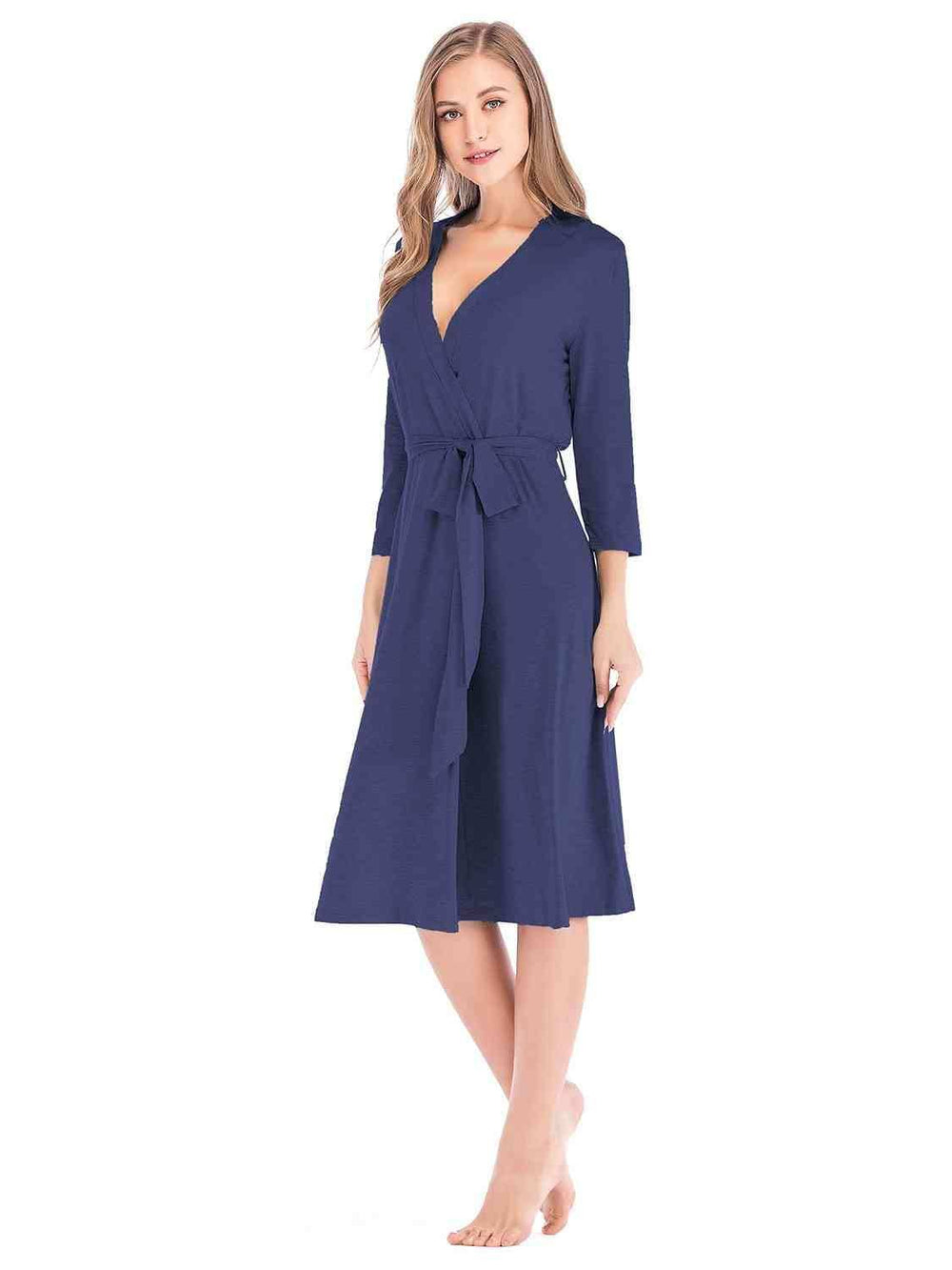 Plunge Tie Front Night Dress - Trendsi - Flyclothing LLC