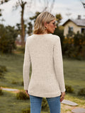 Ribbed V-Neck Long Sleeve Tee - Trendsi