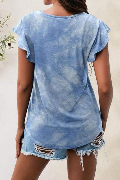 Printed Round Neck Short Sleeve T-Shirt - Trendsi - Flyclothing LLC