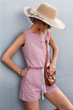 Sleeveless Buttoned Romper with Pockets - Trendsi