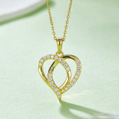 Moissanite 925 Sterling Silver Heart Shape Necklace - Trendsi - Flyclothing LLC