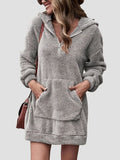 Half Zip Dropped Shoulder Oversized Hoodie - Trendsi