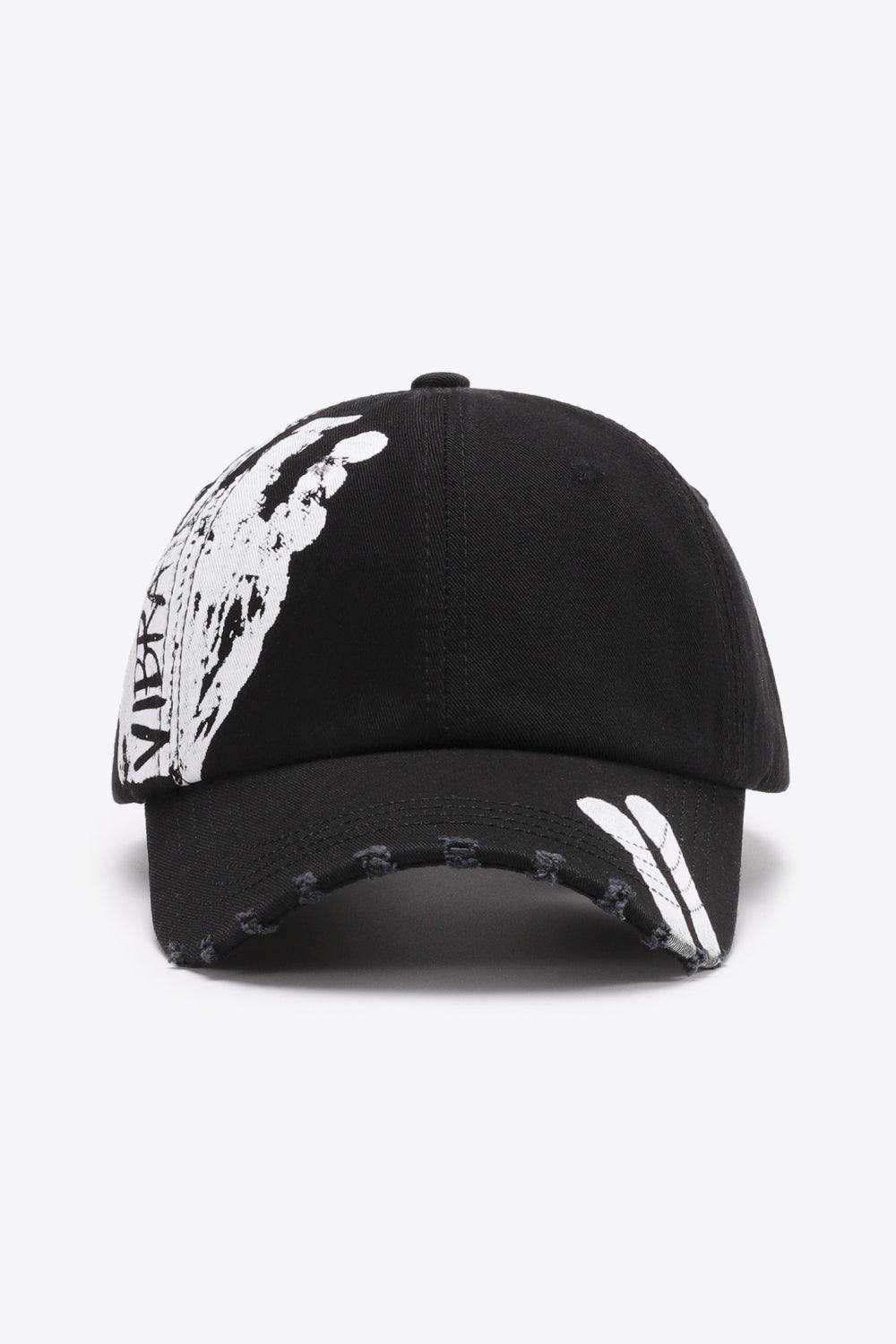VIBRA Graphic Distressed Adjustable Baseball Cap - Trendsi - Flyclothing LLC