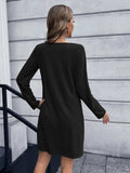 Button Down V-Neck Mini Dress - Trendsi - Flyclothing LLC