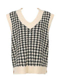 Houndstooth V-Neck Sweater Vet - Trendsi - Flyclothing LLC