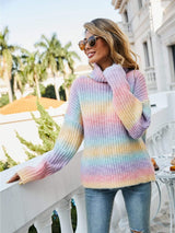 Contrast Turtleneck Dropped Shoulder Sweater - Trendsi - Flyclothing LLC