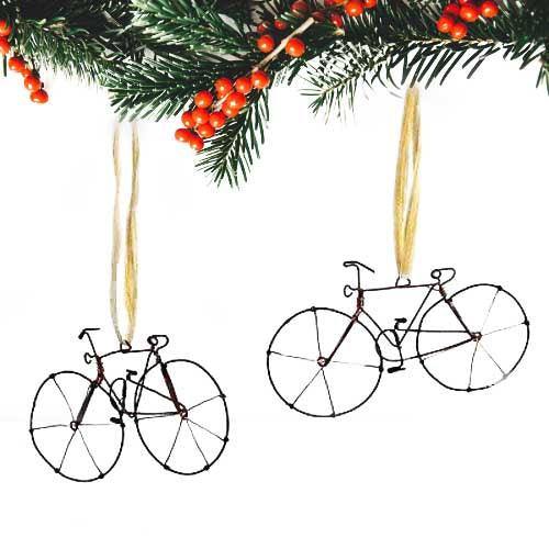Recycled Wire Bicycle Ornament, Set of 2 - Creative Alternatives