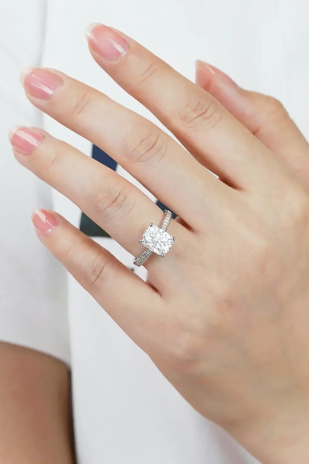 3 Carat Moissanite Platinum-Plated Side Stone Ring - Trendsi - Flyclothing LLC