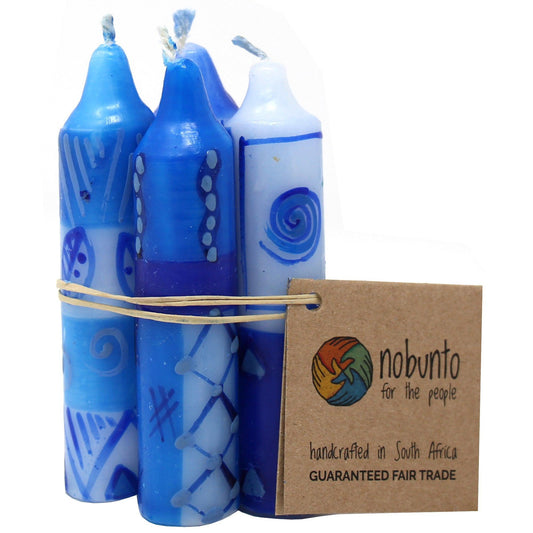 Hand-Painted 4" Dinner or Shabbat Candles, Set of 4  (Feruzi Design) - Nobunto