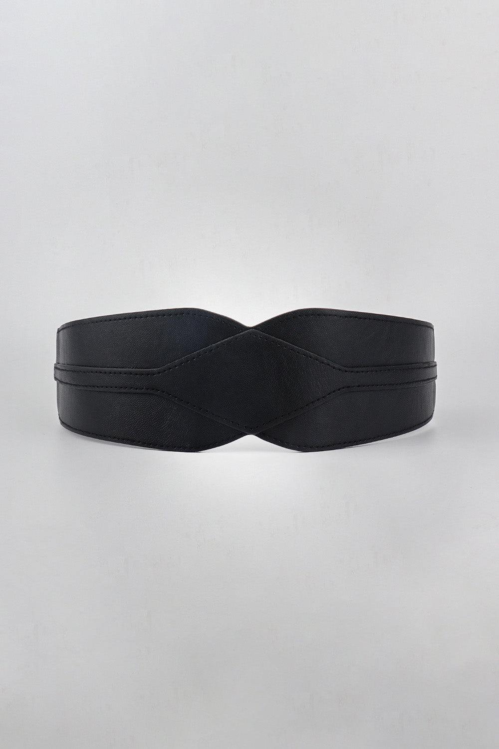 Elastic Wide PU Belt - Trendsi