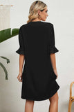 Notched Flounce Sleeve Mini Dress - Trendsi - Flyclothing LLC