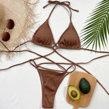 Halter Neck Crisscross Ribbed Bikini Set - Trendsi - Flyclothing LLC