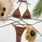 Halter Neck Crisscross Ribbed Bikini Set - Trendsi - Flyclothing LLC