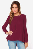 Full Size Round Neck Back Pleated Blouse - Trendsi - Flyclothing LLC