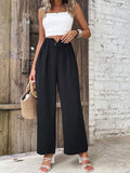 Ruched High Waist Straight Leg Pants - Trendsi - Flyclothing LLC