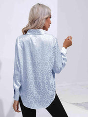 Printed Collared Neck Buttoned Shirt - Trendsi