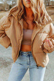 Zip Up Collared Neck Coat with Pockets - Trendsi - Flyclothing LLC