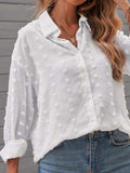 Swiss Dot Drop Shoulder Shirt - Trendsi - Flyclothing LLC