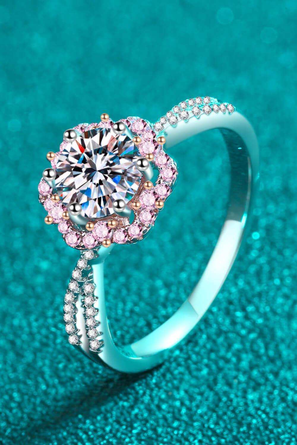 1 Carat Moissanite Flower-Shaped Crisscross Ring - Trendsi - Flyclothing LLC
