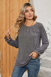 Ruched Round Neck Flounce Sleeve T-Shirt - Trendsi - Flyclothing LLC