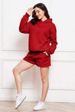 Drop Shoulder Long Sleeve Hoodie and Shorts Set - Trendsi - Flyclothing LLC