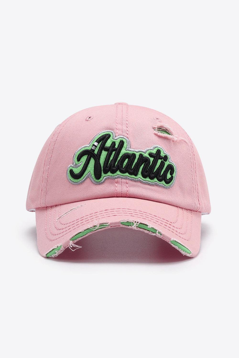 ATLANTIC Graphic Distressed Baseball Cap - Trendsi