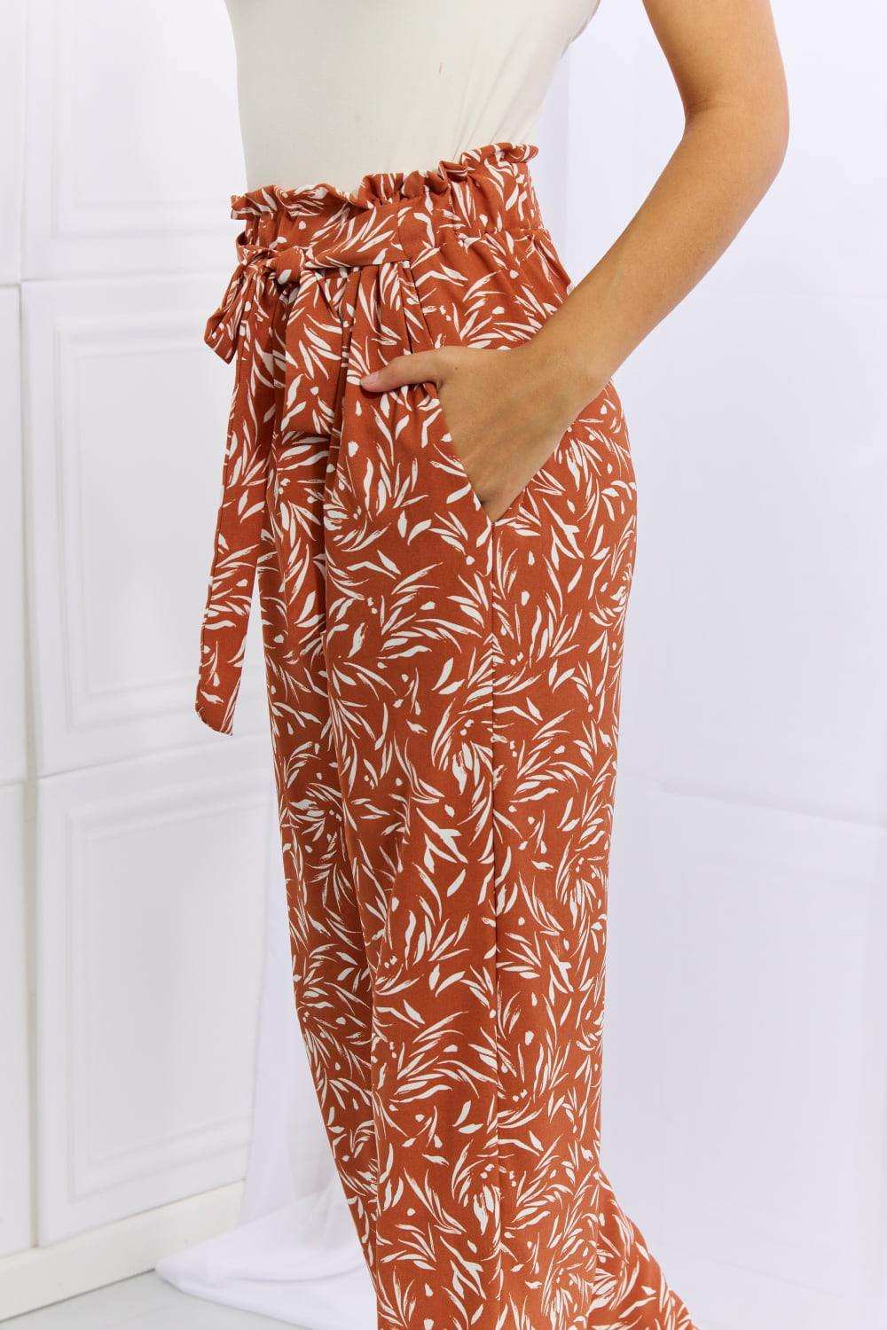 Heimish Right Angle Full Size Geometric Printed Pants in Red Orange - Trendsi - Flyclothing LLC