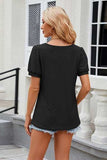 Eyelet Short Sleeve T-Shirt - Trendsi - Flyclothing LLC