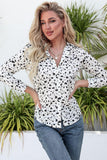 Animal Print Curved Hem Button-Up Shirt - Trendsi