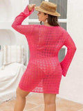 Plus Size Openwork Round Neck Mini Dress - Trendsi - Flyclothing LLC
