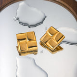 Stainless Steel 18K Gold-Plated Square Stud Earrings - Trendsi