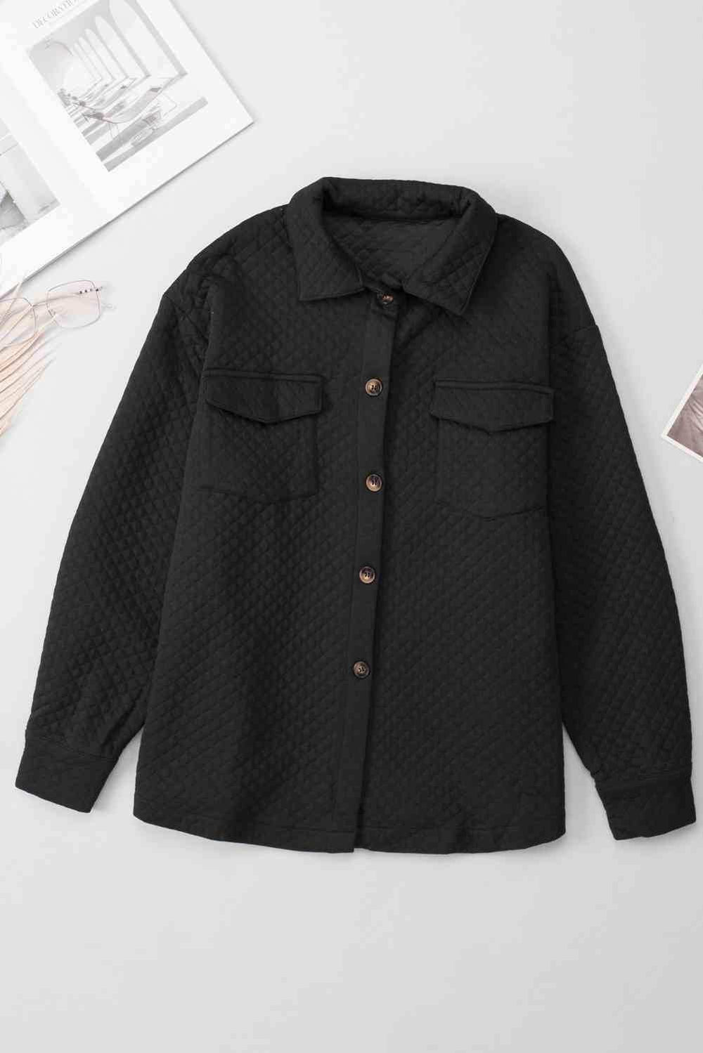 Button Down Collared Jacket - Trendsi - Flyclothing LLC