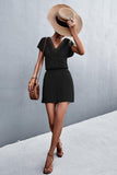 Lace Trim V-Neck Romper - Trendsi
