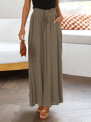 Drawstring Waist Wide Leg Pants - Trendsi