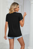 Contrast Trim Petal Sleeve V-Neck Top - Trendsi - Flyclothing LLC