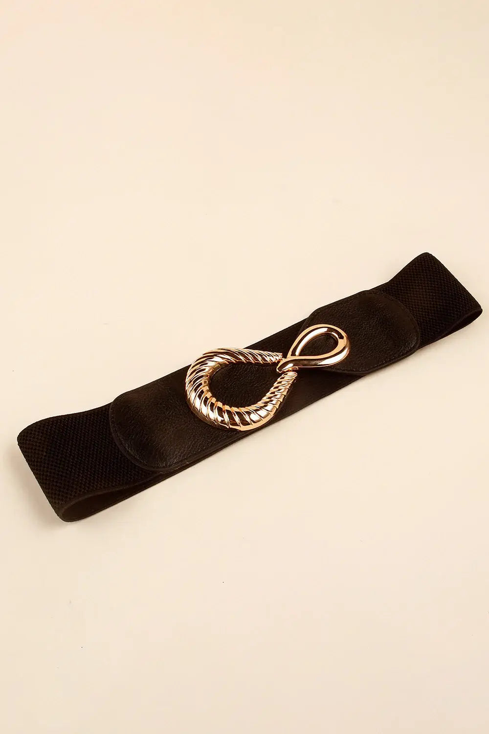 Ribbed Alloy Buckle Elastic Belt - Trendsi - Flyclothing LLC