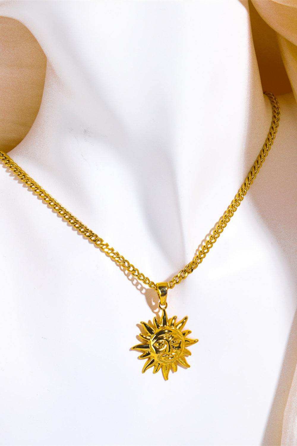 Sun Pendant Copper Necklace - Trendsi - Flyclothing LLC