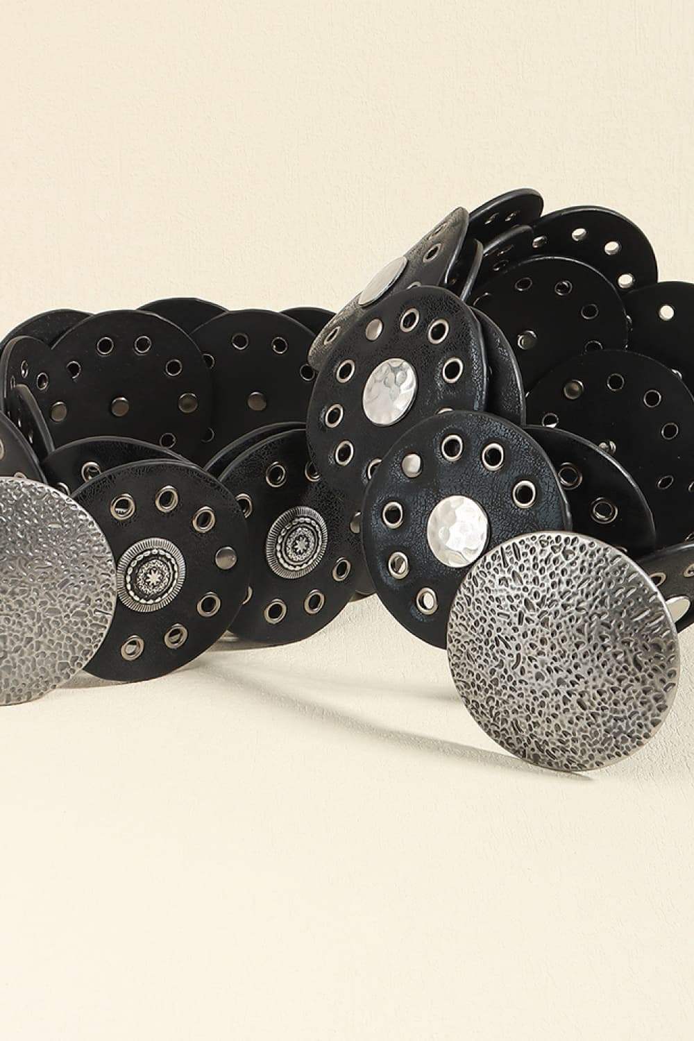 Round Shape PU Leather Belt - Trendsi - Flyclothing LLC