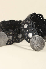 Round Shape PU Leather Belt - Trendsi - Flyclothing LLC