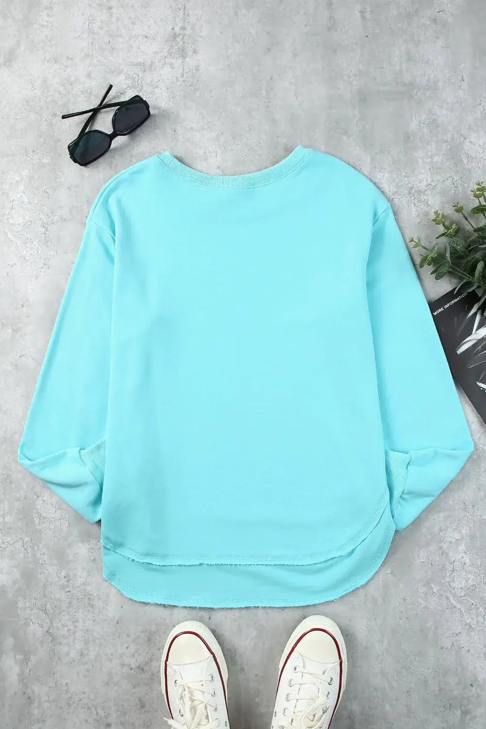 Side Slit Drop Shoulder Sweatshirt - Trendsi - Flyclothing LLC