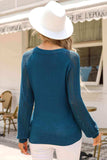 V-Neck Raglan Sleeve Knit Top - Trendsi - Flyclothing LLC